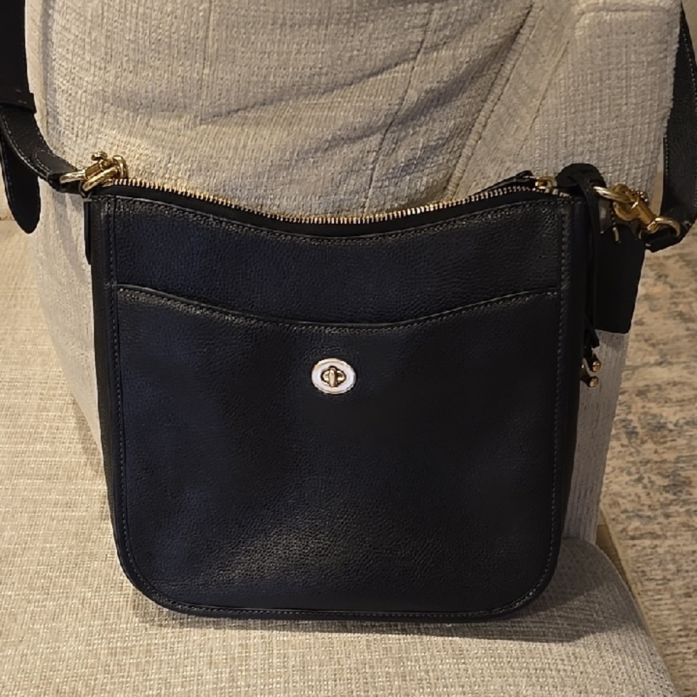 Coach Black Crossbody Bag with Gold Details
